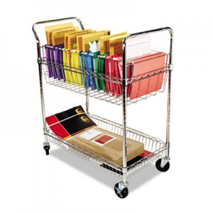 Alera ALEMC3518SR Carry-all Cart/Mail Cart, Two-Shelf, 34.88w x 18d x 39.5h, Silver