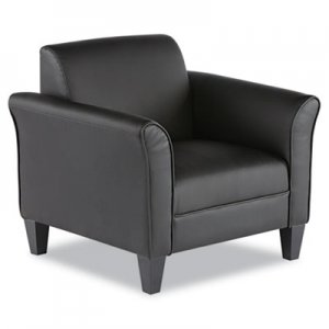 Alera ALERL23LS10B Reception Lounge Series Club Chair, Black/Black Leather