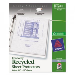 Avery 75539 Top-Load Recycled Polypropylene Sheet Protector, Clear, 100/Box AVE75539