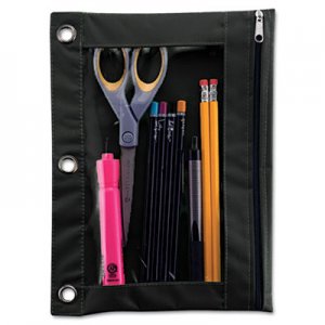 Advantus 67024 Binder Pencil Pouch, 10 x 7 3/8, Black/Clear AVT67024