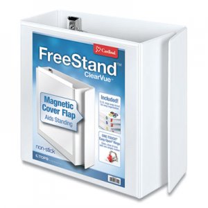 Cardinal CRD43150 FreeStand Easy Open Locking Slant-D Ring Binder, 3 Rings, 5" Capacity, 11 x 8.5, White