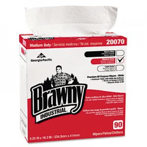 Georgia Pacific Professional 2007003CT Medium-Duty Premium Wipes, 9 1/4 x 16 3/8, White, 90 Wipes/Box, 10