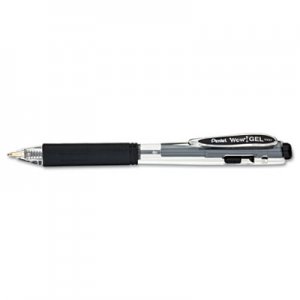 Pentel K437A WOW! Retractable Gel Pen, .7mm, Trans Barrel, Black Ink, Dozen PENK437A