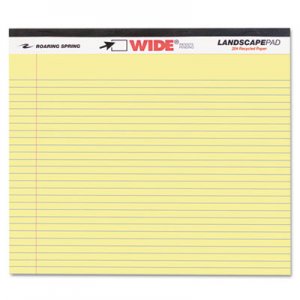 Roaring Spring ROA74501 WIDE Landscape Format Writing Pad, College Ruled, 11 x 9 1/2, Canary, 40 Sheets