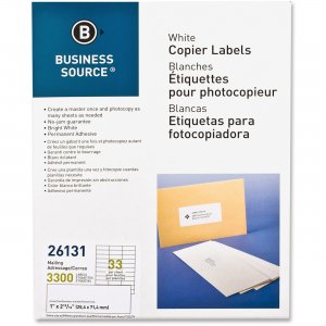 Business Source 26131 White Copier Mailing Label BSN26131