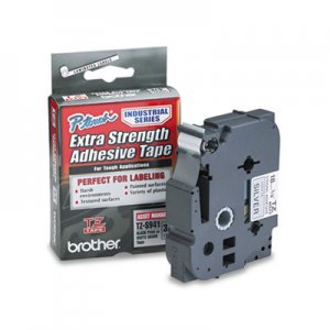 Brother P-Touch TZES941 TZ Extra-Strength Adhesive Laminated Labeling Tape, 3/4w, Black on Matte Silver BRTTZES941