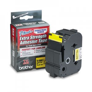 Brother P-Touch TZES661 TZ Extra-Strength Adhesive Laminated Labeling Tape, 1-1/2w, Black on Yellow BRTTZES661