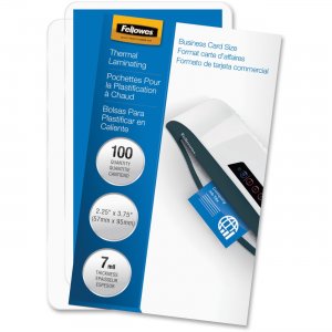 Fellowes 52059 Glossy Pouches - Business Card, 7 mil, 100 pack FEL52059