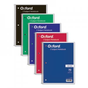 Oxford TOP65000 Coil-Lock Wirebound Notebooks, 1 Subject, Wide/Legal Rule, Assorted Color Covers, 10.5 x 8, 70 Sheets