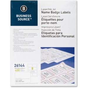 Business Source 26144 Laser/Inkjet Name Badge Label BSN26144