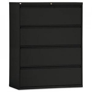 Alera LF4254BL Four-Drawer Lateral File Cabinet, 42w x 19-1/4d x 54h, Black ALELF4254BL