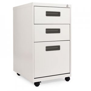 Alera ALEPABBFLG Three-Drawer Metal Pedestal File, 14.96w x 19.29d x 27.75h, Light Gray