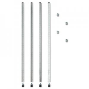 Alera ALESW59PO36SR Stackable Posts For Wire Shelving, 36" High, Silver, 4/Pack
