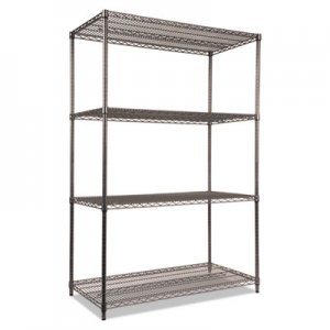 Alera ALESW504824BA Wire Shelving Starter Kit, Four-Shelf, 48w x 24d x 72h, Black Anthracite