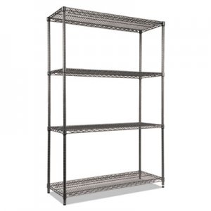 Alera ALESW504818BA Wire Shelving Starter Kit, Four-Shelf, 48w x 18d x 72h, Black Anthracite