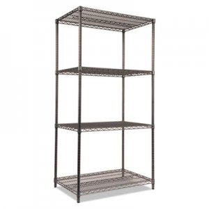 Alera ALESW503624BA Wire Shelving Starter Kit, Four-Shelf, 36w x 24d x 72h, Black Anthracite