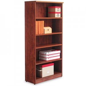 Alera ALEVA636632MC Valencia Series Bookcase, Five-Shelf, 31 3/4w x 14d x 65h, Medium Cherry
