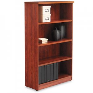 Alera ALEVA635632MC Valencia Series Bookcase, Four-Shelf, 31 3/4w x 14d x 55h, Medium Cherry