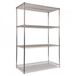 Alera ALESW504824SR NSF Certified Industrial 4-Shelf Wire Shelving Kit, 48w x 24d x 72h, Silver