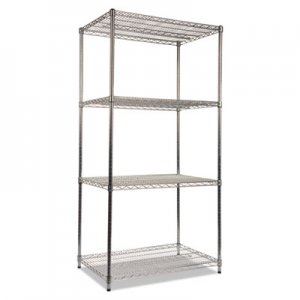 Alera ALESW503624SR NSF Certified Industrial 4-Shelf Wire Shelving Kit, 36w x 24d x 72h, Silver