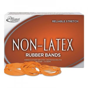 Alliance 37646 Non-Latex Rubber Bands, Sz. 64, Orange, 3 1/2 x 1/4, 380 Bands/1lb Box ALL37646