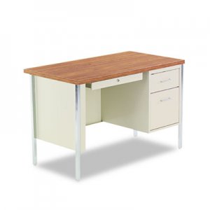 Alera SD4524PC Single Pedestal Steel Desk, 45w x 24d x 29-1/2h, Oak/Putty ALESD4524PC