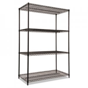 Alera ALESW504824BL NSF Certified Industrial 4-Shelf Wire Shelving Kit, 48w x 24d x 72h, Black