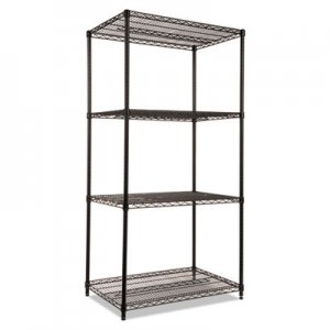 Alera ALESW503624BL NSF Certified Industrial 4-Shelf Wire Shelving Kit, 36w x 24d x 72h, Black