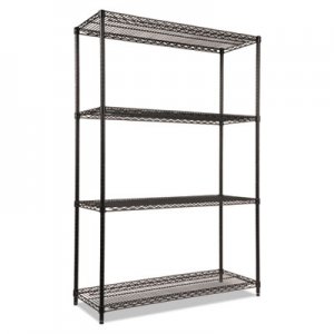 Alera ALESW504818BL NSF Certified Industrial 4-Shelf Wire Shelving Kit, 48w x 18d x 72h, Black