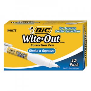 BIC WOSQP11 Wite-Out Shake 'n Squeeze Correction Pen, 8 ml, White BICWOSQP11