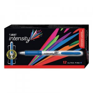 BIC BICGPMU11BE Intensity Ultra Permanent Marker, Extra-Fine Needle Tip, Deep Sea Blue, Dozen