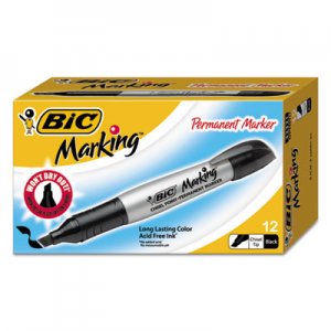 BIC BICGPMM11BK Marking Chisel Tip Permanent Marker, Tuxedo Black, Dozen GPMM11-BK