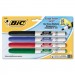 BIC BICGDEP41ASST Great Erase Grip Fine Point Dry Erase Marker, Assorted, 4/Set