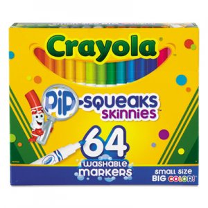 Crayola CYO588764 Pip-Squeaks Skinnies Washable Markers, Medium Bullet Tip, Assorted Colors, 64/Pack