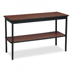 Barricks BRKUTS1848WA Utility Table with Bottom Shelf, Rectangular, 48w x 18d x 30h, Walnut/Black
