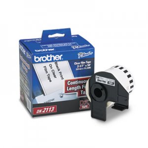 Brother BRTDK2113 Continuous Film Label Tape, 2-3/7" x 50ft Roll, Clear DK-2113