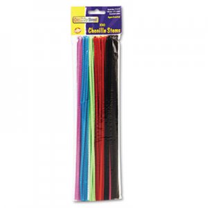 Chenille Kraft CKC711201 Regular Stems, 12" x 4mm, Metal Wire, Polyester, Assorted, 100/Pack 7112-01