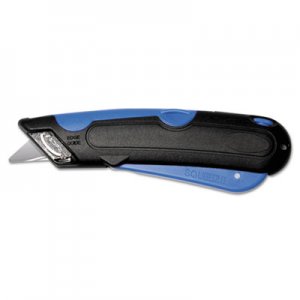 COSCO 091508 Easycut Cutter Knife w/Self-Retracting Safety-Tipped Blade, Black/Blue COS091508