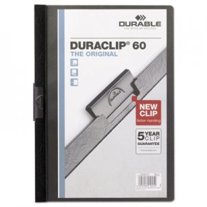 Durable 221401 Vinyl DuraClip Report Cover w/Clip, Letter, Holds 60 Pages, Clear/Black DBL221401