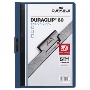 Durable 221407 Vinyl DuraClip Report Cover, Letter, Holds 60 Pages, Clear/Dark Blue DBL221407