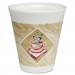Dart 12X16G Cafe G Foam Hot/Cold Cups, 12oz, White w/Brown & Red, 1000/Carton DCC12X16G