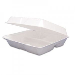 Dart DCC85HT3R Foam Container, Hinged Lid, 3-Comp, 8 3/8 x 7 7/8 x 3 1/4, 200