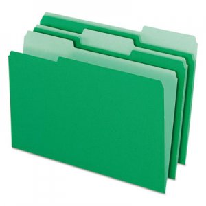 Pendaflex PFX15313BGR Colored File Folders, 1/3-Cut Tabs, Legal Size, Green/Light Green, 100/Box