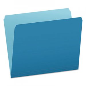 Pendaflex PFX152BLU Colored File Folders, Straight Tab, Letter Size, Blue/Light Blue, 100/Box