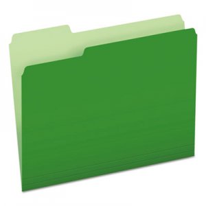 Pendaflex PFX15213BGR Colored File Folders, 1/3-Cut Tabs, Letter Size, Green/Light Green, 100/Box