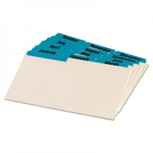 Oxford 04613 Laminated Tab Index Card Guides, Monthly, 1/3 Tab, Manila, 4 x 6, 12/Set OXF04613
