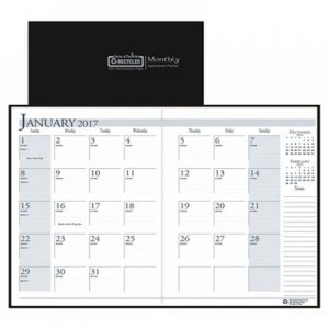 House of Doolittle HOD26002 Recycled Ruled Planner with Stitched Leatherette Cover, 8.5x11, Black, 2016-2018 260-02