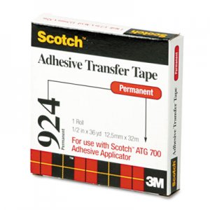 Scotch MMM92412 Adhesive Transfer Tape, 1/2" Wide x 36yds 924-1/2