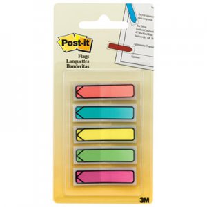 Post-it Flags MMM684ARR2 Arrow 1/2" Page Flags, Five Assorted Bright Colors, 20/Color, 100/Pack 684-ARR2