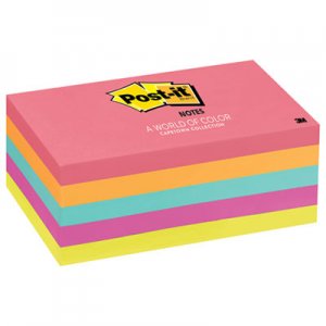 Post-it Notes MMM6555PK Original Pads in Cape Town Colors, 3 x 5, 100/Pad, 5 Pads/Pack 655-5PK